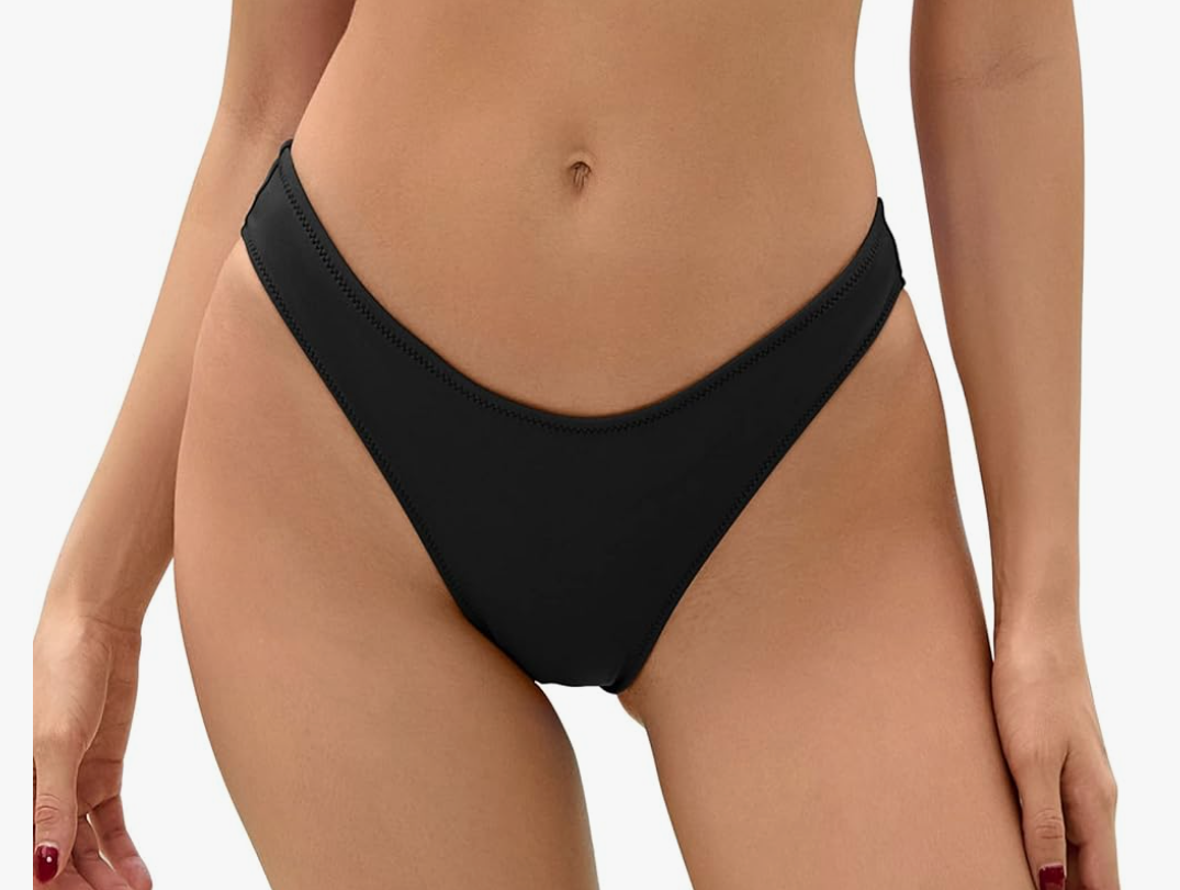 Bellecarrie Women's Cheeky Brazilian Bikini Bottoms Low Rise High Cut Swim Bottom (L)
