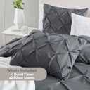 Nestl Dark Grey Duvet Cover King Size - Soft Double Brushed Duvet Set with Button Closure & Corner Ties, 3 Piece Luxurious Pinch Pleated Duvet Cover Set 104x90 Inches with 2 Pillow Shams