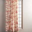 Maison d' Hermine Curtains for Living Room 100% Cotton 84 inch Length One Panel Light Filtering Toile Curtains for Bedroom Windows with Rod and Loop Pockets Drapes (Calais Cardinal, 50" W x 84" L)