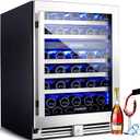 BODEGA 56 Bottle Wine Cooler, 24 Inch Dual Zone Wine Fridge with Double-Layer Glass Door, Wine Cooler Refrigerator with Digital Temperature Control and Temperature Memory, Wine Cooler for Home