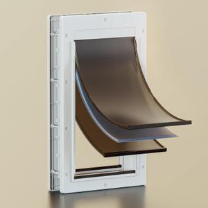 3-Flap Dog Door, Large Doggy Door, Doggie Door for Install in Interior and Exterior Doors or Wall, Insulation Layer, 2 Magnetic Flaps, Closing Panel, Never Rust, for Pet Up to 100lb (Large) (White)