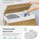 SONGMICS Laundry Hamper with Lid, 130L Double Wicker Basket, 6 Mesh Bags, Size: 130 L
