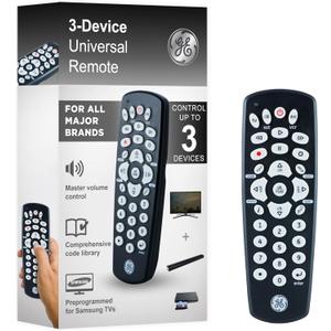 GE Universal Remote Control for Samsung, Vizio, LG, Sony, Sharp, Roku, Apple TV, TCL, Panasonic, Smart TVs, Streaming Players, Blu-ray, DVD, 4-Device, Silver, 33709