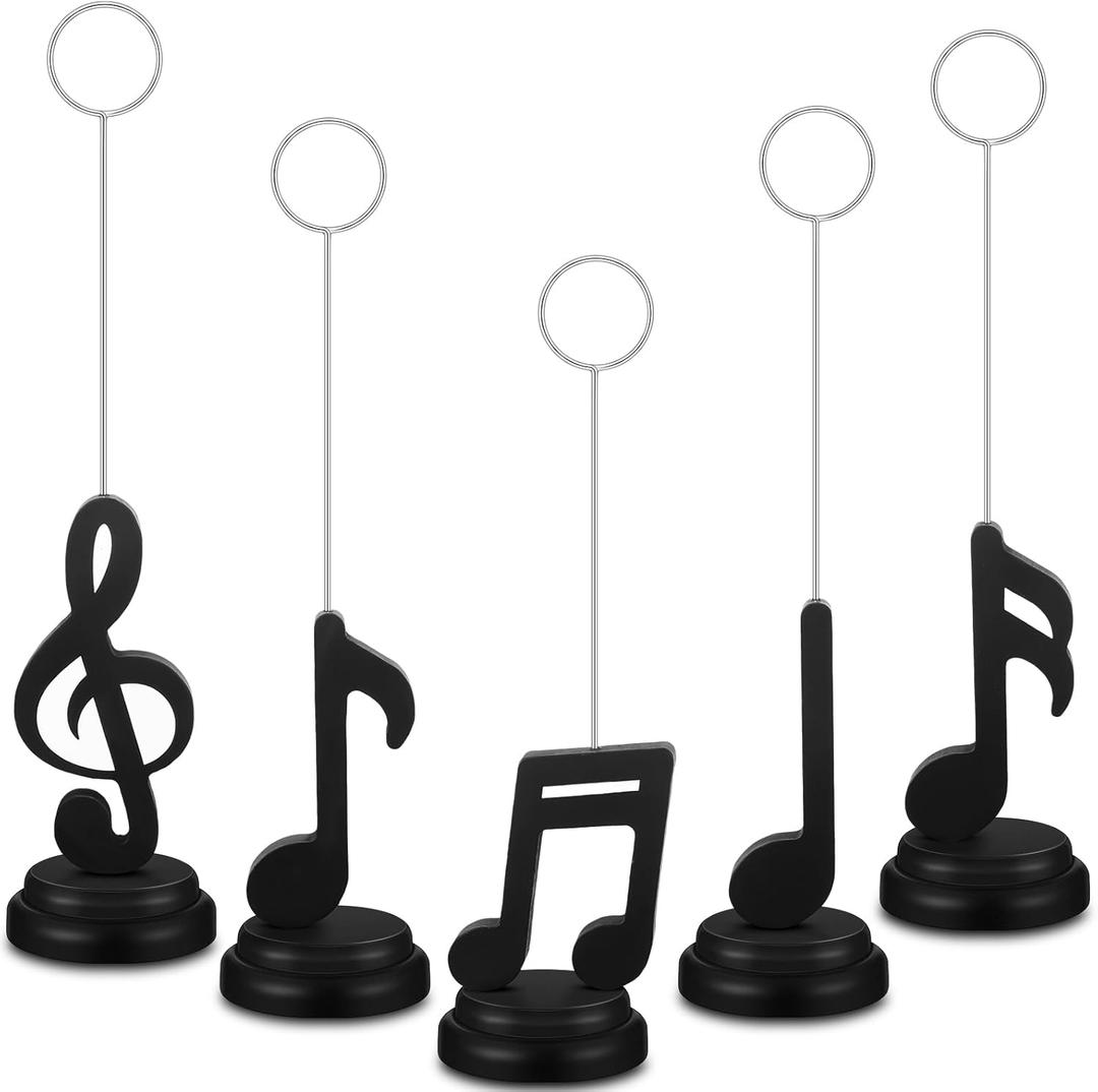 5 Pcs Music Note Balloons Photo Holders Balloon & Place Card Holder Table Centerpieces for Music Themed Party Decorations Weddings Birthdays Musical Note with Clips