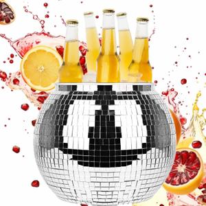 Disco Ball Ice Bucket Beverage Tubs Disco Ball Bowl Vase Cup Drink for Parties, Large Retro Drink  for Beer Cocktail Wine Champagne Cold Drinks, Disco Party Supplies Decor (One Size2) (Rose)