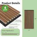 Art3d 12" x 24" Acoustic Wood Slat Wall Panel, 4pcs, 8 sq.ft, Deep Walnut