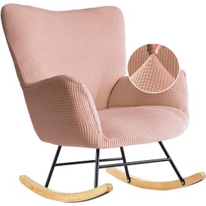 Nursery Rocking Chair Cover,1 Piece Glider Chairs Cover Slipcovers,Soft with Elastic Bottom Spandex Jacquard Small Checks,Furniture Protector Washable,Pink
