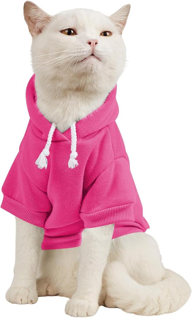 QWinee Basic Dog & Cat Hoodie, Warm Jacket for Dogs & Cats, Hot Pink - (X-Small)