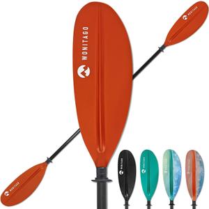 Kayak Paddles with Fiberglass Shaft and Reinforced PP Blade, Floating Adjustable Kayaking Oars, 3 Piece, 220-240 cm/86-94 Inches, 240-260 cm/94-102 Inches (Orange)
