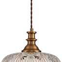 HDDFL Vintage Pendant Lights Fixture Modern Pendant Lighting Fixtures Hanging Lamp for Kitchen Island Bedroom Living Room Hallway (9.45in, Brass)