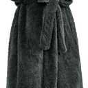 Hellomamma Long Hooded Robe for Women Luxurious Flannel Fleece Full Length Bathrobe Winter Warm Pajamas Shower Nightgown (Grey)