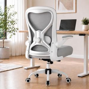 Ergonomic Home Office Chair, 4-Way Lumbar, Thick Cushion, 330LBS (Gray/Finish Silver)