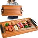 Large Wooden Charcuterie Boards with Handles, Extra Long Wood Serving Tray Platters,Rectangular BBQ Meat Cutting Cheese Board for Party Appetizers,Home & Outdoor 23.6x11.8x1.1