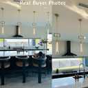 Modern Gold Pendant Light 21.6'' Pendant Lights Kitchen Island, Adjustable Height Brass Glass Pendant Light Fixtures, Large Pendant Light for Dinning Room Farmhouse Bathroom, Brass-21.6" 1 Pack
