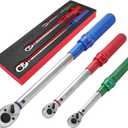 1/4 3/8 1/2-inch Drive Click Torque Wrench, 3Pcs Torque Wrench Set 20-200ft .lb, 10-110ft.lb, 10-170ft.lb ,3% Accuracy, 72-Tooth Dual Scale Torque Wrenches for Bike, Moto, Car Repair Maintenance