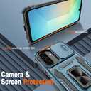 For Samsung Galaxy A26 Case with [2 Pack] HD Screen Protector & Slide Camera Cover, Rotation Ring Kickstand [Military Grade] Shockproof Protective Case for Galaxy A26 5G- Light Blue