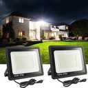 MUCLUD 2Pack LED Flood Light Outdoor, 150W LED Work Light 15500lmwith 6FT US Plug, IP66 Waterproof Exterior Security Lights, 6000K Daylight White Outside Floodlights Slim Design for Playground Yard