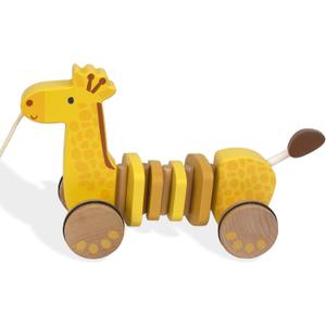 Baby Toys Car,Wooden Pull Along Toddler Toy, Developmental Toy for 1 Year Old Girl Boy Birthday Gift (Giraffe)