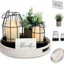 Mumufy Modern Rustic Farmhouse Candle Lantern Set of 5 (Candles are Not Included), Decorative Lanterns for Living Room Table Centerpieces Fireplace Mantle Modern Home Decor(Small,Black, Brown)