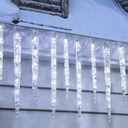 Minetom Icicle Lights Outdoor with Clips, 20ft 100 LED 20 Tubes Twinkling White Christmas String Lights, Connectable Waterproof Hanging Icicle String Light Plug in for Eave Holiday Outdoor