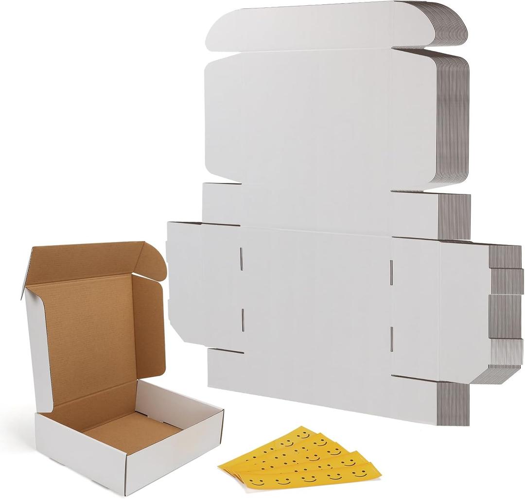RLAVBL 11x9x3 Inches Shipping Boxes Set of 25, White Small Corrugated Cardboard Box, Mailer Boxes for Packing Small Business