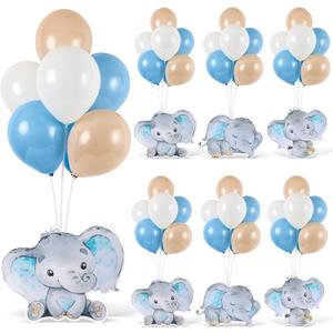 6 Sets Balloon Stand Kit for Table Elephant Baby Shower Tables Centerpiece with Balloon It's a Boy Baby Shower Decor for Elephant Theme Gender Reveal Birthday Party Decoration Supplies