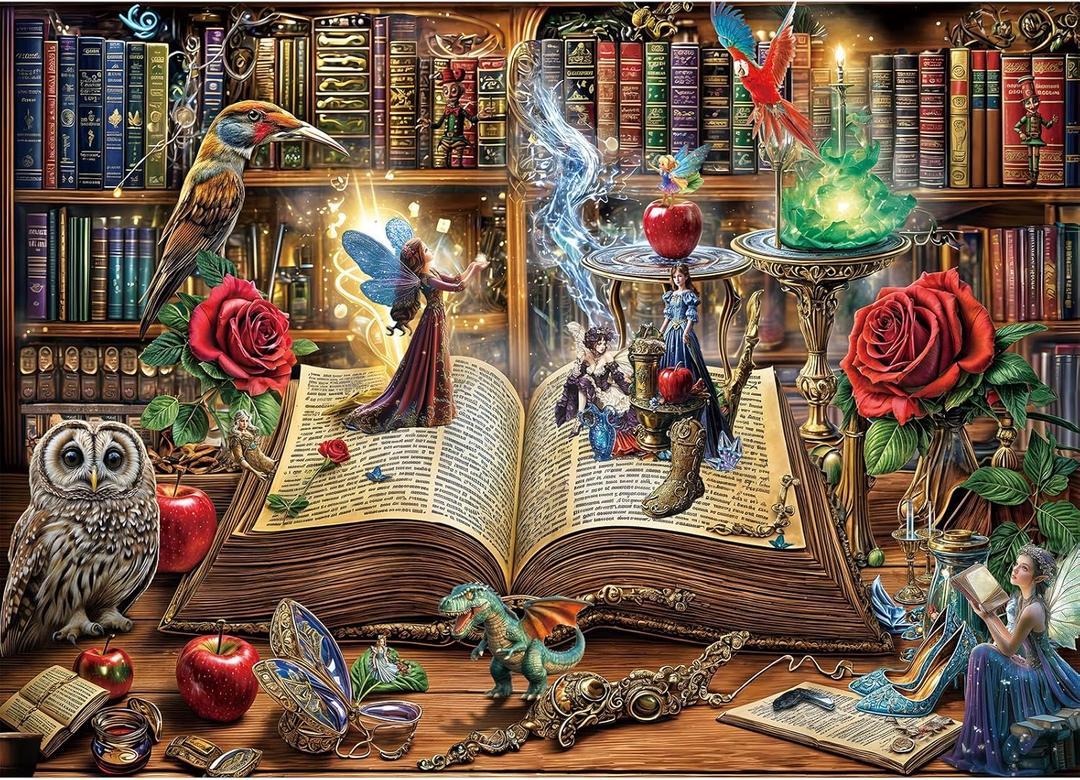 Magic Book Jigsaw Puzzles, 1000 Piece Puzzle for Adults, Family Puzzles Game, Fun Relaxing Challenging, Interlock Perfectly No Dust, Home Wall Decor, Gifts for Valentine's Day Easter