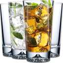 Glass Cups Set of 4  12oz Drinking Glasses with Mountain Base  Glasses Drinking Set & Water Glasses for Cocktails, Juice, Water  Premium Glassware for Home Bar (Crystal Mountain)