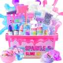 Slime Kit - Confetti, Glimmer Crunchy, Foam, Jelly Cubes - Stress Relief Toys, Party Favors for Kids, Boys and Girls Ages 6-12