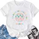 Teacher Shirt for Women Be Kind T-Shirts Funny Teachers Day Short Sleeve White, Large