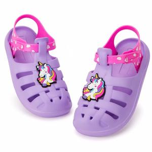 FUNCOO PLUS Boys Girls Sandals Toddler Lightweight EVA Water Shoes Kids Closed Toe Fisherman Sandals Summer Beach Sports Shoes Outdoor (Purple)