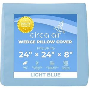Circa Air Wedge Pillow Cover - Ultra Soft, 100% Microfiber Wedge Pillow Case (24x24x8), Zip Cover, Machine Washable, Light Blue