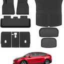Tesla Model Y Floor Mats for 2021-2024, 9PCS All Weather Full Set Cargo Liners Accessories, 3D TPE Odorless Floor Mat Trunk Frunk Rear Well Mats Custom for 5-Seater(Not Fit 7Seat & 2025 Juniper)