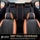 FLORICH Car Seat Covers Full Set Leather Automotive Seat Cover Waterproof 5 Seats Car Seat Protectors Luxury Front and Back Seat Cushions Universal Fit for Most Cars SUV Trucks, Brown&Black