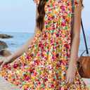 HOSIKA Girls Floral Dress Summer Boho Flutter Sleeve Swing Tiered Beach Holiday Dress 6-12Y (Pink)