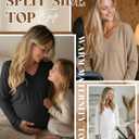 Huukeay 3 Pack Women's Thermal Maternity Shirts Long Sleeve Fleece Lined Pregnancy Tops Split Side V Neck Maternity Clothes (Black, L)