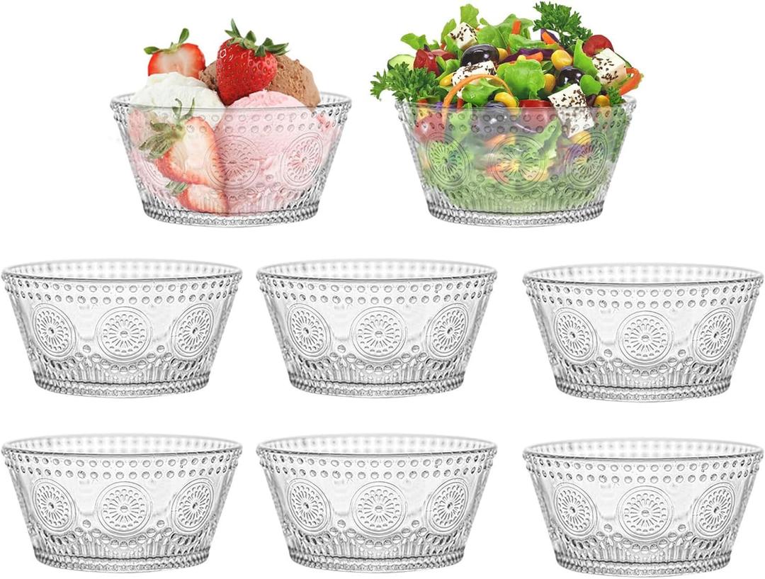 Vintage glass dessert bowl, ice cream bowl, 13oz glass bowl for small dipping bowls Set of 4, ice cream, sundaes, oatmeal, small fruit salad, etc (8)
