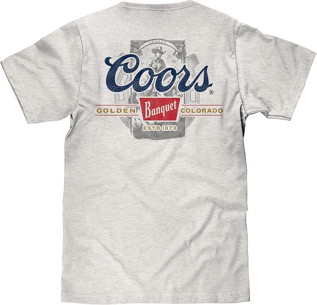 Tee Luv Men's Coors Banquet Beer Front and Back Faded Graphic T-Shirt, XL