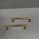 khtumeware 5 Inch Hole Center 2 Pack Brushed Brass Heavy Duty Solid Warm Brass Cabinet Pulls, Kitchen Drawer Handles, for Dresser cabinets, cabinets