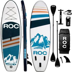 Roc Inflatable Stand Up Paddle Board with Premium SUP Paddle Board Accessories, Wide Stable Design, Non-Slip Comfort Deck for Youth & Adults (Navy)