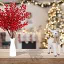 6 Pack Artificial Red Berry Stems 25.2 Inch, Long Christmas Red Berries Faux Red Berry Picks for Christmas Tree, Red Holly Berry Branches for Christmas Floral Arrangements Vase Decorations