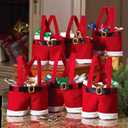 MSQ 10PCS Christmas Decorations Gift Bags Candy Bags Santa Pants Style Lovely Treat Bags Wine Bottle Bags Best for Wedding Holiday New Year (Big Size)
