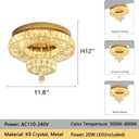 Modern Chandelier Bedroom Light Indoor LED Dimmable Lights Ceiling Chandeliers for Dining Room Kitchen Entryway Gold 20W LEDs Fixtures 1600 Lumens, W12"