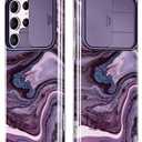 GVIEWIN for Samsung Galaxy S23 Ultra Case with Slide Camera Cover, [Military Grade Drop Protection] Slim Marble Design Best Shockproof Protective Phone Case Fit S23 Ultra 5G 6.8" (Quicksand/Purple)