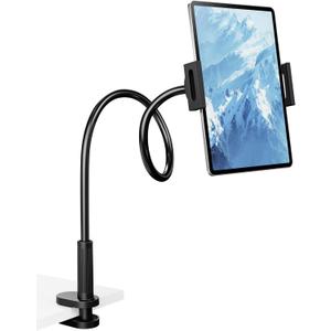 Flexible Gooseneck Tablet Holder, 360 Adjustable Phone Mount with Sturdy Clamp for Desk/Bed/Kitchen, Compatible with iPad Air Pro Mini iPhone/Samsung Galaxy Tabs/4.7~12.9"