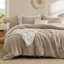 Bedsure Waffle Comforter Set Queen, Soft and Breathable Khaki Bedding Comforter Set, 3 Pieces, 1 Waffle Weave Comforter (90" x 90") and 2 Pillowcases(20" x 26")