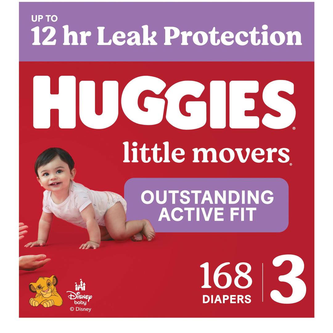 Huggies Size 3 Diapers, Little Movers Baby Diapers, Size 3 (16-28 lbs), 168 Count (6 Packs of 28) 