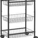 3-Tier Steel Rolling Cart with Removable Baskets