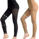 Aaronano 2 Pairs Compression Tights for Women 80D Footless 10-15mmHg Support Shaping Opaque Pantyhose, L/XL