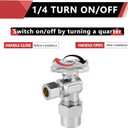 20-Pack EFIELD Angle Stop Valve 1/2" Nominal (5/8" OD) Compression x 3/8" OD, 1/4-Turn, Chrome Plated,(VALVE116-20PCS)